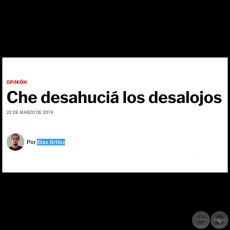 CHE DESAHUCI LOS DESALOJOS - Por BLAS BRTEZ - Viernes, 22 de Marzo de 2019